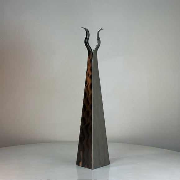 Brushed Stainless Steel Handmade Artist Post Modern Sculptural Vase Signed 2003 - Picture 3 of 11